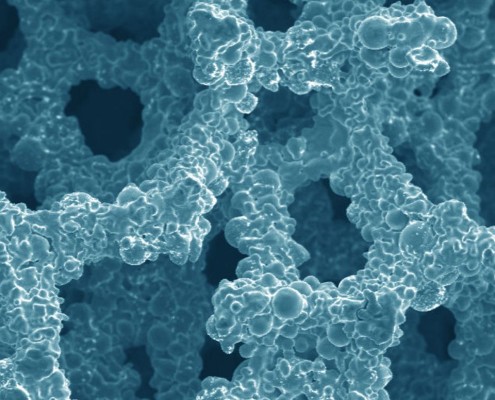 Magnified view of NiCrAl metal alloy foam